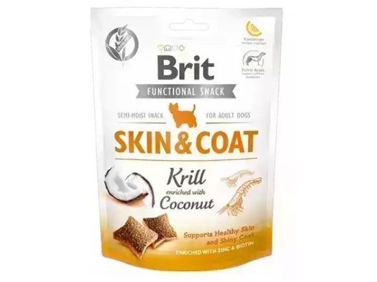 Фото - ласощі Brit Care Dog Snack Skin & Coat Krill & Coconut ласощі для підтримки здоров'я шкіри та шерсті у собак КРІЛЬ та КОКОС