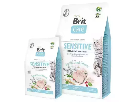 Фото - сухой корм Brit Care Cat Grain Free Sensitive Insect & Herring беззерновой сухой корм для кошек с чувствительным пищеварением НАСЕКОМЫЕ И СЕЛЕДЬ