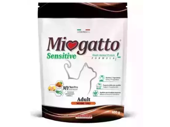 Фото - сухой корм Morando MioGatto (Морандо Миогатто) Sensitive Monoprotein сухой монопротеиновый корм для кошек С ИНДЕЙКОЙ