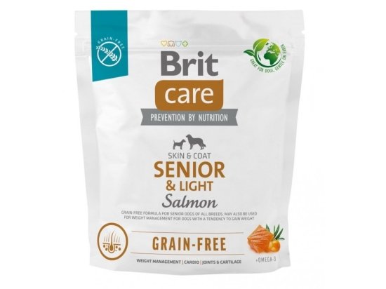 Фото - сухий корм Brit Care Dog Grain Free Senior & Light Salmon беззерновий сухий корм для шкіри та шерсті собак, що старіють, ЛОСОСЬ