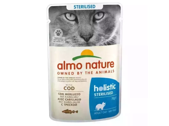 Фото - вологий корм (консерви) Almo Nature Holistic FUNCTIONAL STERILISED консерви для стерилізованих кішок ТРІСКА, 70 г