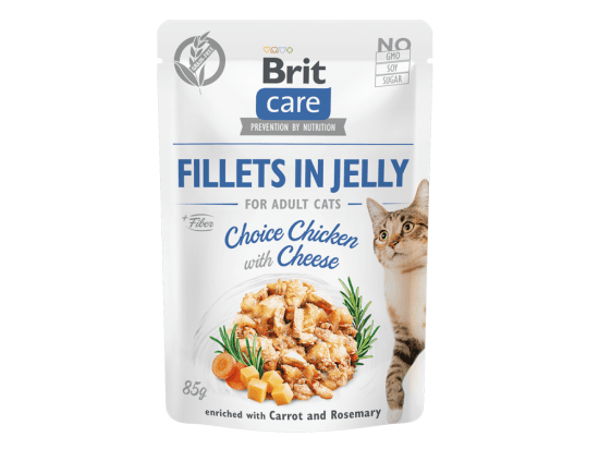 Фото - влажный корм (консервы) Brit Care Cat Fillets in Gravy Chicken & Сheese консервы для кошек в соусе КУРИЦА И СЫР