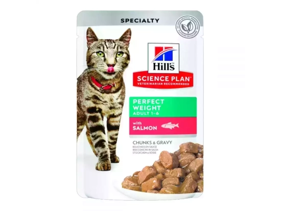 Фото - вологий корм (консерви) Hill's Science Plan Adult Perfect Weight Salmon корм для підтримки ваги у котів ЛОСОСЬ