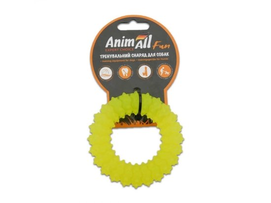 Фото - игрушки AnimAll Fun игрушка для собак КОЛЬЦО С ШИПАМИ, желтый