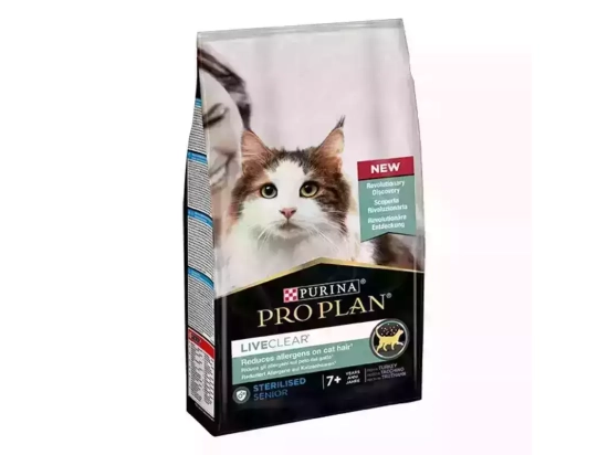 Фото - сухой корм Purina Pro Plan (Пурина Про План) Senior LiveClear Sterilised Turkey сухой корм для стерилизованных кошек для уменьшения аллергенов ИНДЕЙКА