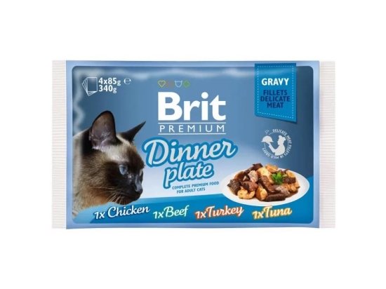 Фото - влажный корм (консервы) Brit Premium Cat Dinner Plate Jelly консервы для кошек, набор 4 вкуса ассорти филе в желе
