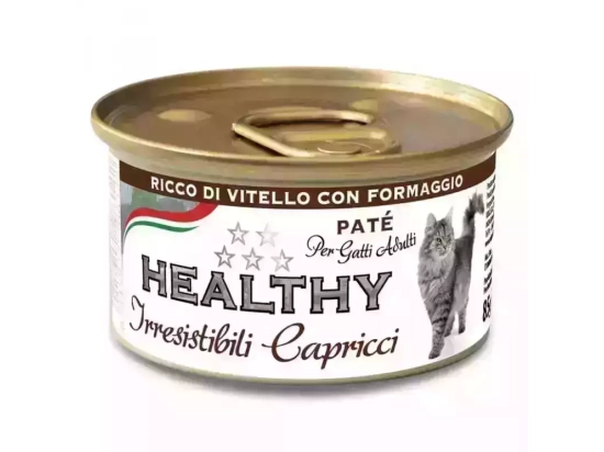 Фото - влажный корм (консервы) Healthy IrrCap VEAL & CHEESE влажный корм для привередливых кошек ТЕЛЯТИНА и СЫР, паштет