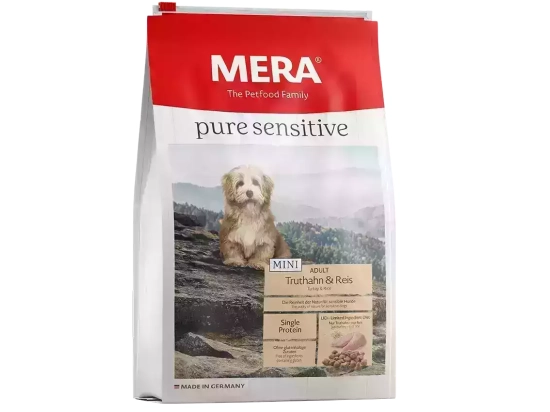 Фото - сухий корм Mera (Мера) Pure Sensitive Mini Adult Turkey & Rice сухий корм для дорослих собак дрібних порід ІНДИЧКА та РИС