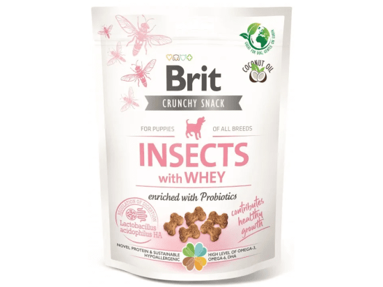Фото - лакомства Brit Care Dog Crunchy Cracker Puppy Insects, Whey & Probiotics лакомство для роста щенков НАСЕКОМЫЕ, СЫВОРОТКА и ПРОБИОТИКИ