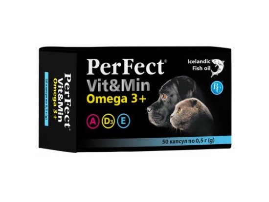 Фото - вітаміни та мінерали Ветсинтез Perfect Vit&Min Omega 3+ вітаміни для собак і котів з риб'ячим жиром
