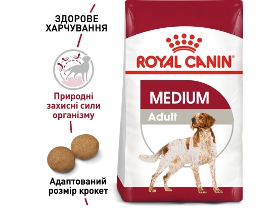 Фото - сухой корм Royal Canin MEDIUM ADULT (СОБАКИ СРЕДНИХ ПОРОД ЭДАЛТ) корм для собак от 12 месяцев