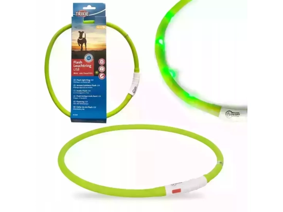 Фото - амуниция Trixie Flash Light USB светящийся ошейник из силикона, зеленый (12648)