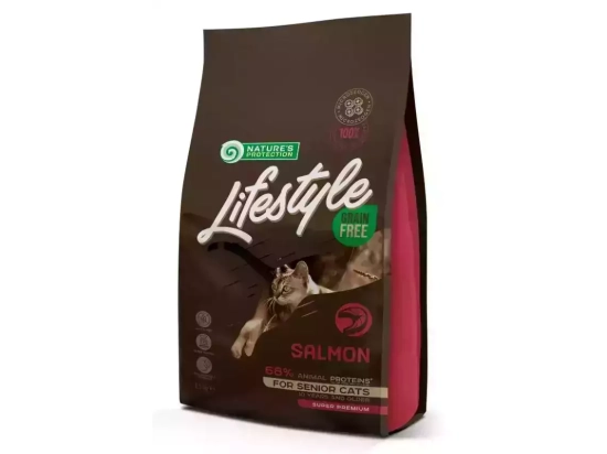 Фото - сухой корм Natures Protection Lifestyle GRAIN FREE SALMON SENIOR беззерновой корм для пожилых кошек ЛОСОСЬ