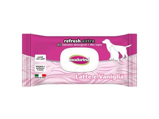 Фото - повседневная косметика Inodorina Extra Latte e Vaniglia влажные салфетки для кошек и собак с ароматом молока и ванили