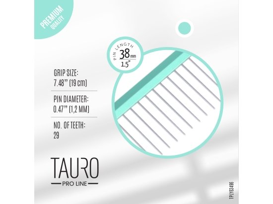 Фото - гребінці, щітки, граблі Tauro (Тауро) Pro Line Ultra Light Line гребінець з алюмінієвою ручкою та зубчиками з нержавіючої сталі, м'ятний