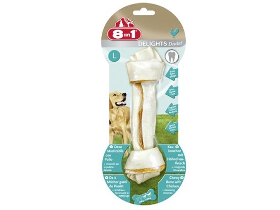 Фото - лакомства 8in1 (8 в 1) Dental Delights кость для очищения зубов с мясом и минералами - лакомство для собак