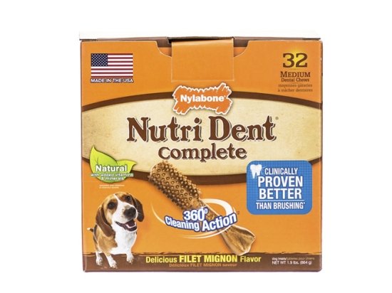 Фото - ласощі Nylabone (НІЛАБОН) Nutri Dent Filet Mignon Жувальні ласощі для чищення зубів для собак, смак філе міньйон для собак