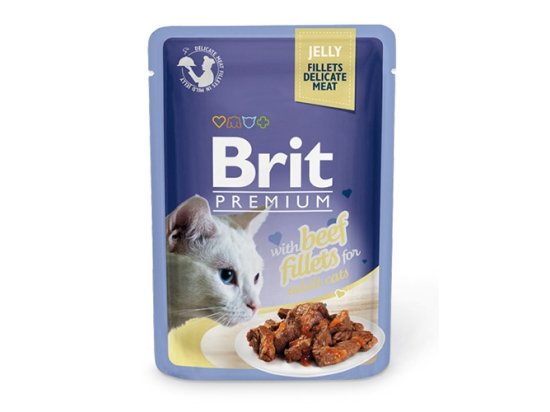 Фото - вологий корм (консерви) Brit Premium Cat Beef Fillets in Jelly консерви для кішок ФІЛЕ ЯЛОВИЧИНИ В ЖЕЛЕ
