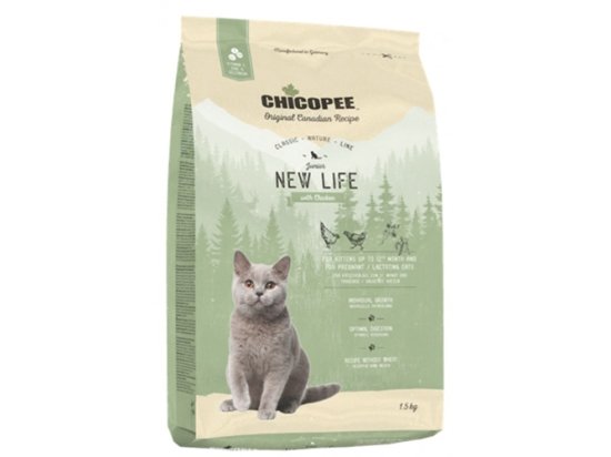 Фото - сухий корм Chicopee CNL NEW LIFE CHICKEN корм для кошенят та вагітних кішок КУРКА