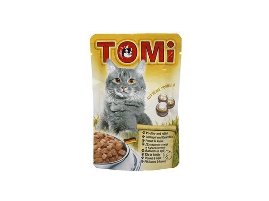 Фото - вологий корм (консерви) TOMi Poultry+Rabbit консерви для котів - шматочки в соусі, птиця і кролик (пауч)